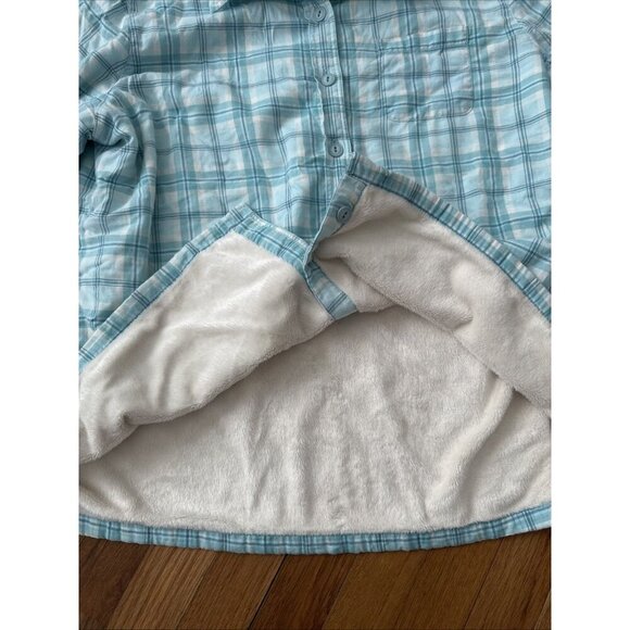 L.L. Bean Plaid Flannel Shirt Fleece Lined Women's Jacket Vintage Teal Size L - Picture 3 of 6